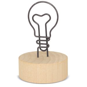 Memo clip con base de madera "eureka"