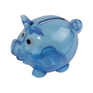 Hucha de plástico con forma de cerdito  reutilizable con tapa