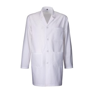 Bata de trabajo de algodón y poliéster de 145 g / m2, cierre central con botones