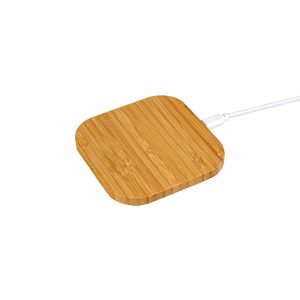 Base de carga inalámbrica cuadrada de bambú, potencia 10W