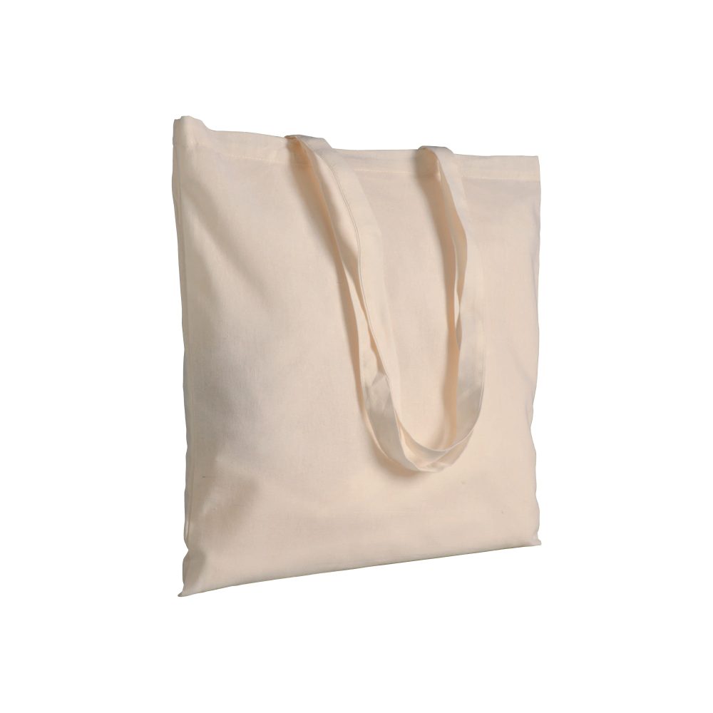 Bolsa de algodón reciclado, 120 g/m², con asas largas.
