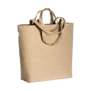 Bolsa con fuelle en la base de algodón reciclado, 280 g/m&sup2;, con cremallera y asas largas