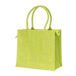 Bolsa de yute con asas de algodón. Equipada con cierre de cremallera