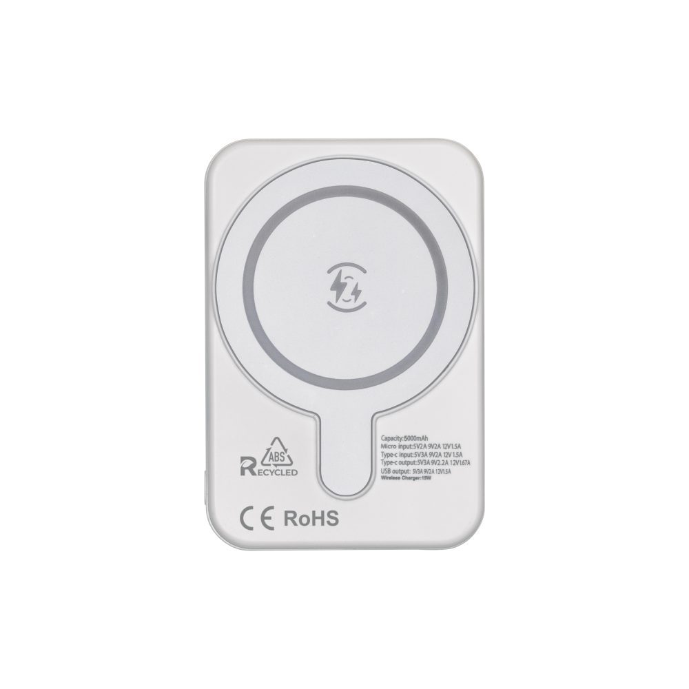 Banco de energía magnético R-ABS 5000 mAh, salida inalámbrica de 15W - Imagen 4