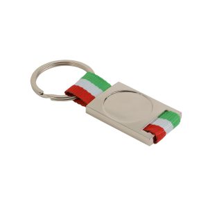 Llavero metal/nylon. Centro a personalizar con logotipo de resina