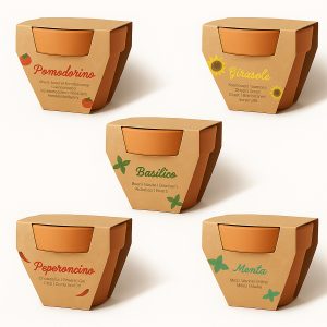 Maceta de terracota natural con turba y cápsula biodegradable con semillas