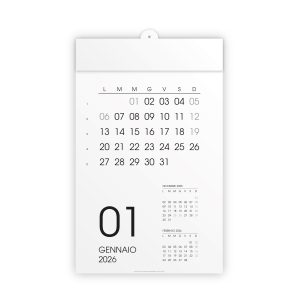 Calendario de pared mensual 2026, 12 meses, en cartulina blanca, termosellado