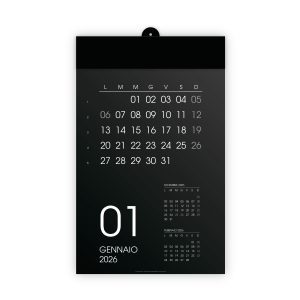 Calendario de pared mensual 2026, 12 meses, en cartulina negra, termosellad
