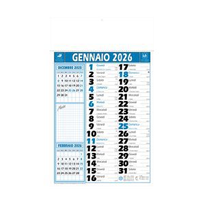 Calendario de pared mensual bicolor 2026, 12 hojas, papel estucado, termosellado