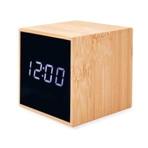 Reloj despertador bambu con alarma y temperatura
