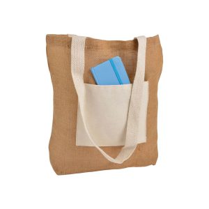 Bolsa con asas y bolsillo frontal en algodón