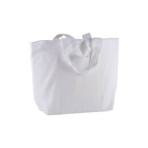 Bolsa de la compra de algodón de 120 g/m2, con asas cortas y fuelle