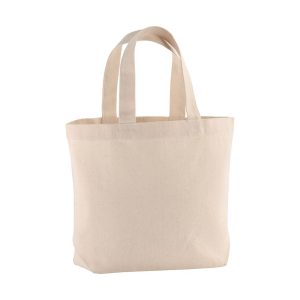 Bolsa de compras de algodón con asas cortas y fuelle