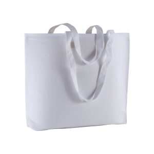 Bolsa de compras de algodón con asas largas y fuelle