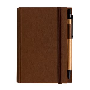 Bloqueo con bolìgrafo de papel y hojas adhesivas