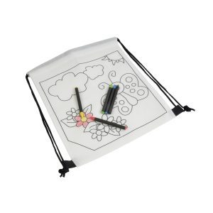 Juego de 5 crayones de cera de colores con una sección cilíndrica, en una mochila