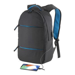 Mochila para ordenador de poliéster. Bolsillo principal para portátil y 3 bolsillos